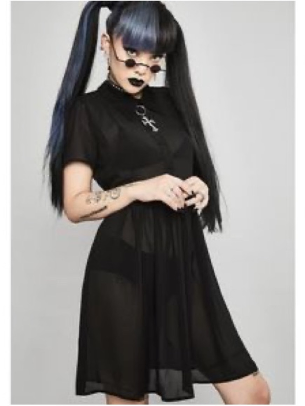 Widow - Dolls Kill - “I’m Not Afraid" Sheer Button-Up Skater Dress